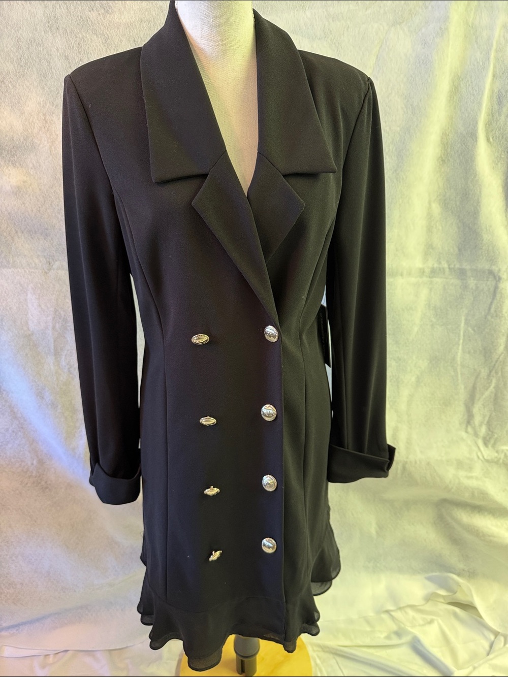 Karl Lagerfeld Black Double-Breasted Long Sleeve Dress Blazer